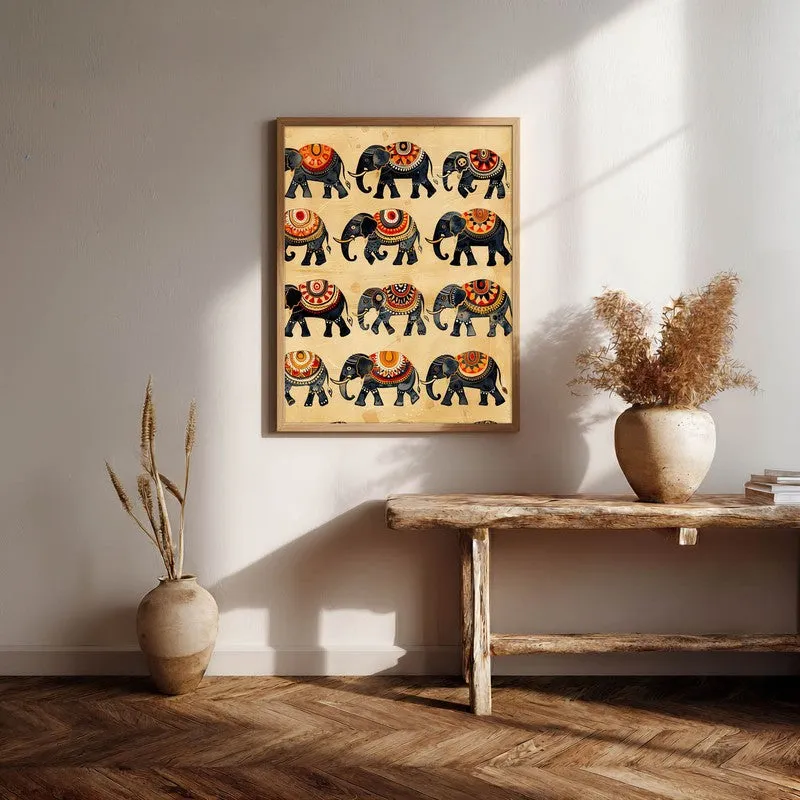 Hathira Canvas Wall Painting With Brown Frame media 8