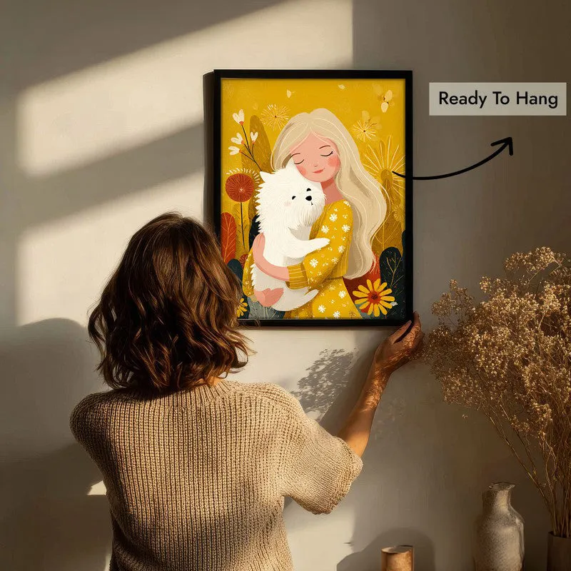 Golden Snuggle Canvas Wall Painting - Black Frame media 7