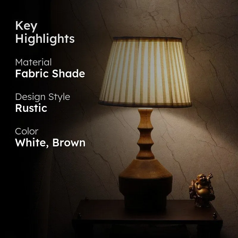 Vesara Meiji Fabric Table Lamp - White,Brown media 2