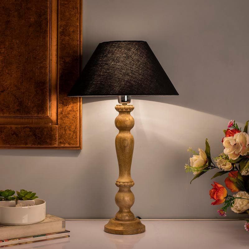 Radical Artistry Natural Wood Fabric Table Lamp - Brown,Black