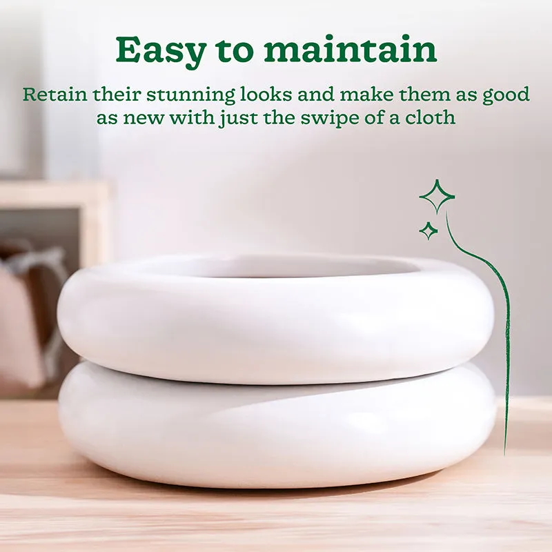Ugaoo Ceramicurve Two Layer Ceramic Planter - White media 4