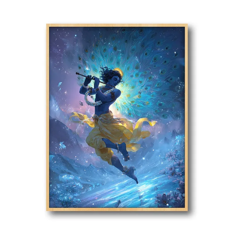 Lord Krishnas Cosmic Divine Dance Archival Paper Wall Art - Natural Brown Frame media 5