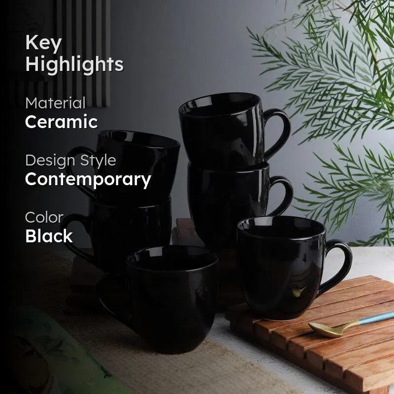 Sable Ceramic Coffee Mug (200 mL Each) - Set of Six media 2