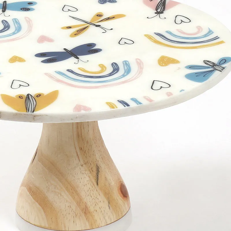 Granova Printed Marble & Wood Cake Stand media 4