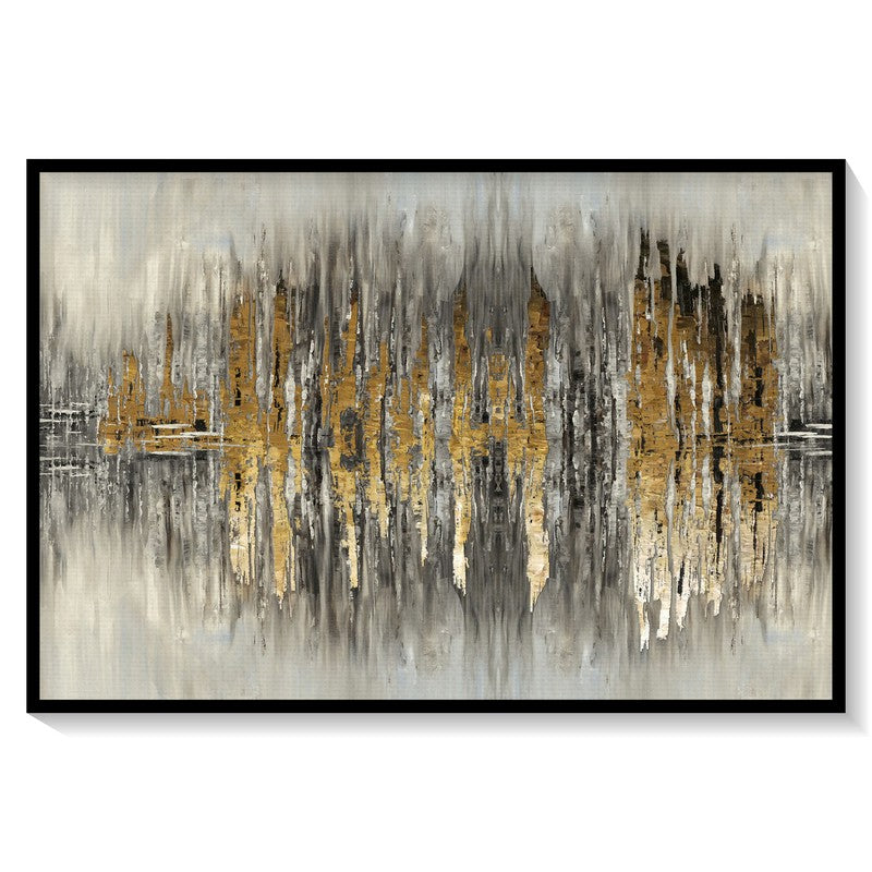 Golden Abstract Landscape Canvas Wall Painting - Black Frame media 8