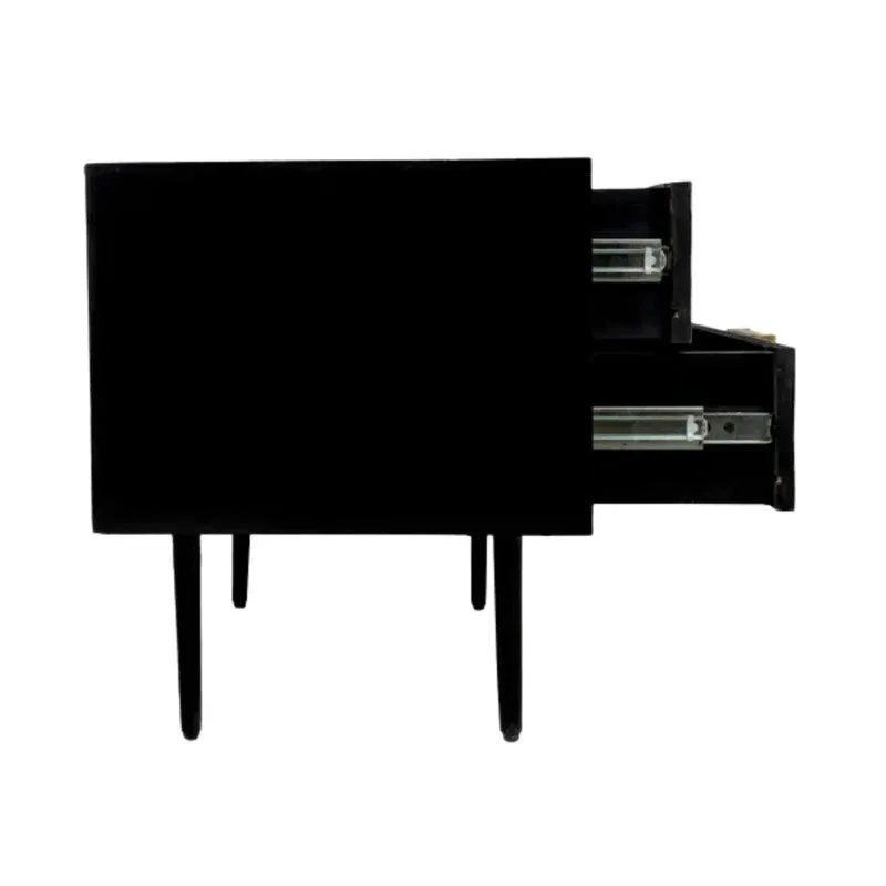 Sleek Modern Black Bone Inlay Bedside Table media 5