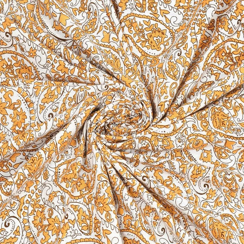 Formix Cotton Bedsheet (Beige,Orange) - 240 TC media 5