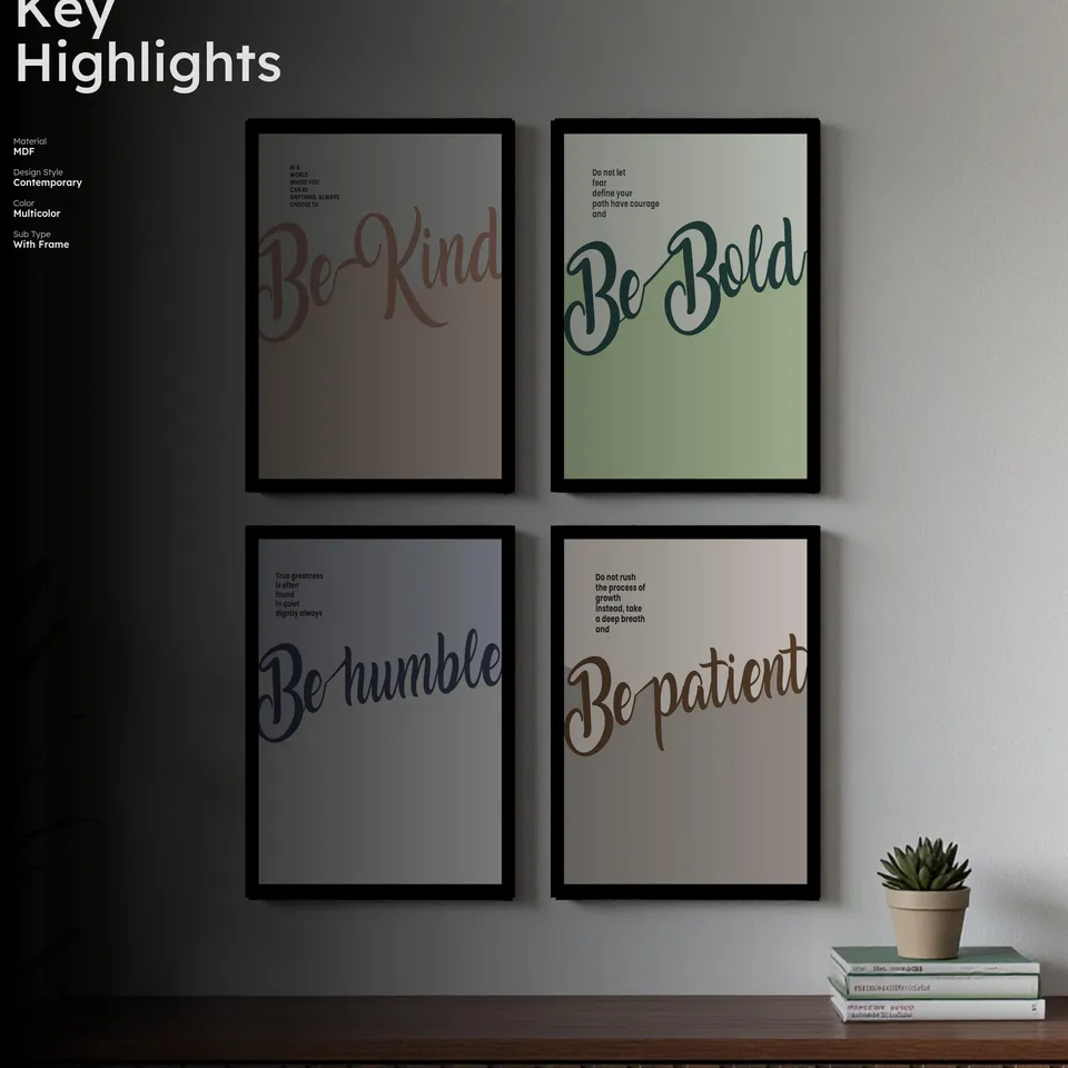 Inspirational Word Wall Painting With Frame - Set Of Four media 2