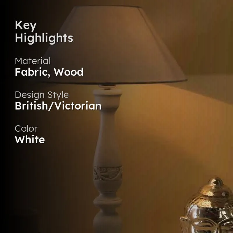 Earthie Wooden Fabric Table Lamp - White - 2