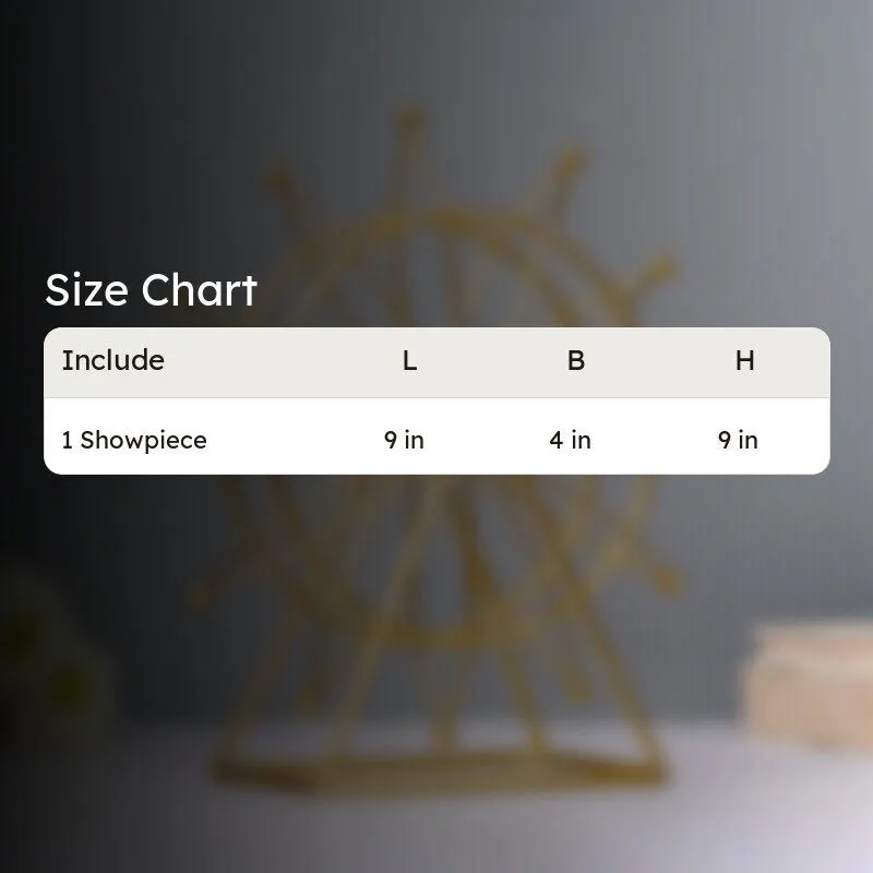 Blurred background image of the gold Ferris wheel showpiece on a tabletop