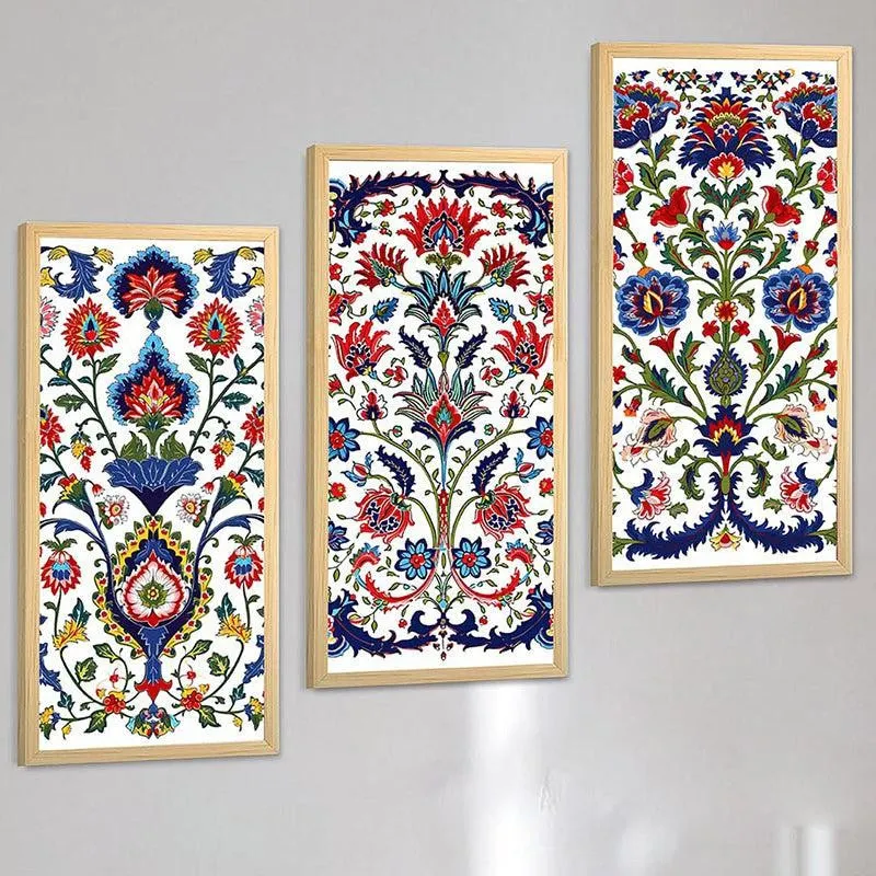 Khayaal Mughal Wall Art With Frame (Red & Blue) - Set Of Three media 5