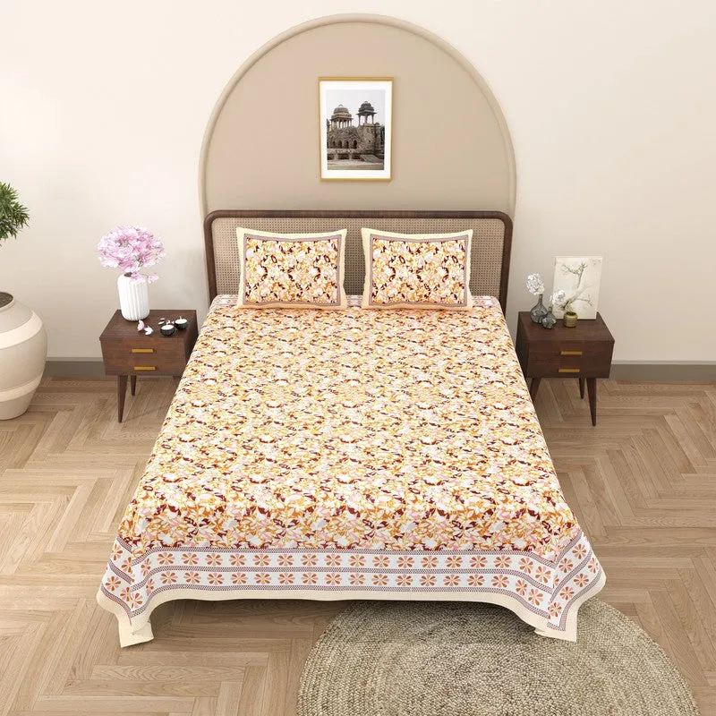 Rangix Cotton Bedsheet (Yellow,Rust) - 240 TC media 3