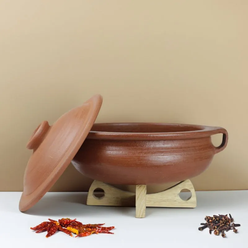 Dilaab Urali Clay Pot With Lid Brown 1000 mL / 8 Inches media 1
