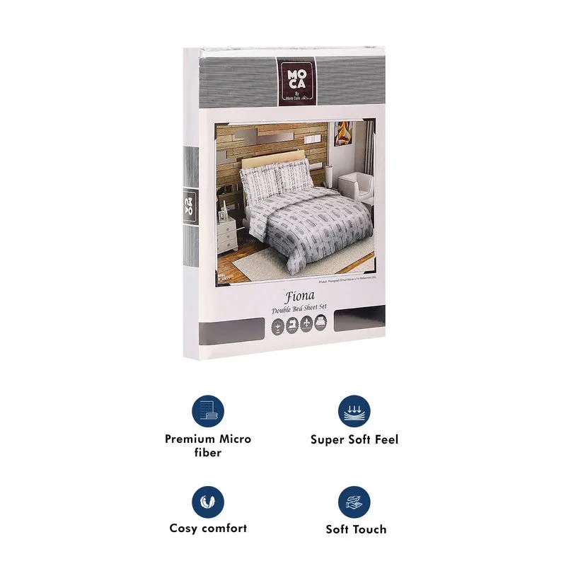 Monte Carlo Striped Ovals Cotton Bedsheet (White,Grey) - 104 TC media 10