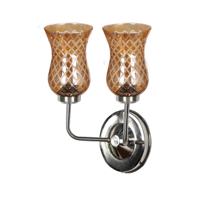 Honey Glow Silver Base Decorative Glass Wall Lamp media 9