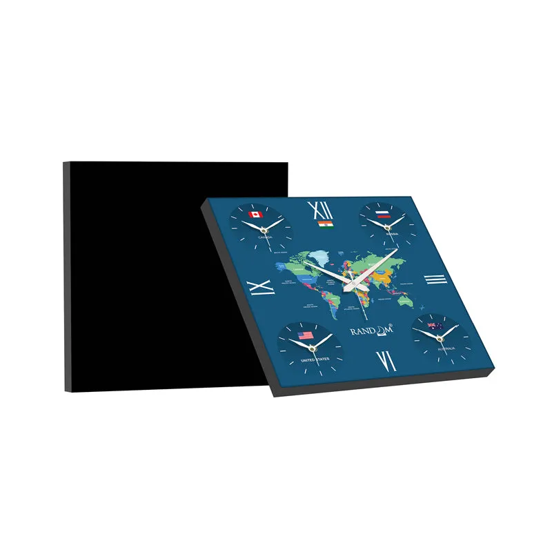 World Time Zone Wall Clock - Dark Blue media 6