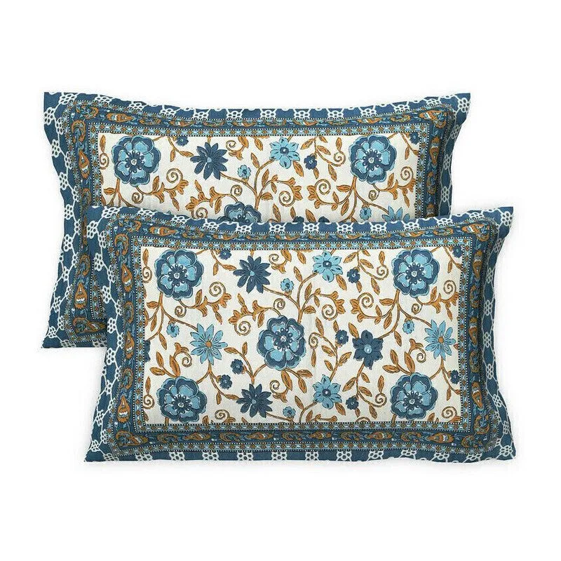 Petalet Cotton Bedsheet (Blue,White) - 240 TC media 6