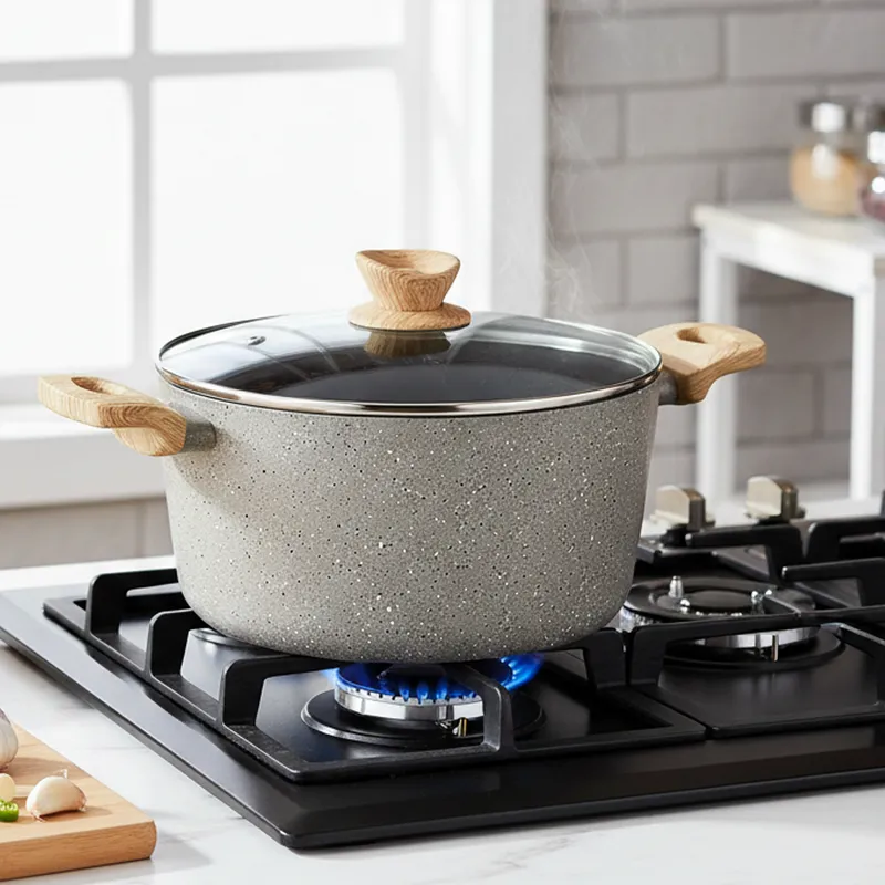 Bergner Ever Glide Induction Safe Non-Stick Cooking Pot With Lid - 5500/27 cm media 1