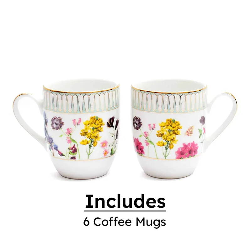 Basant Coupe 24k Gold Brushed Porcelain Coffee Mug (280 mL Each) - Set of Six media 5