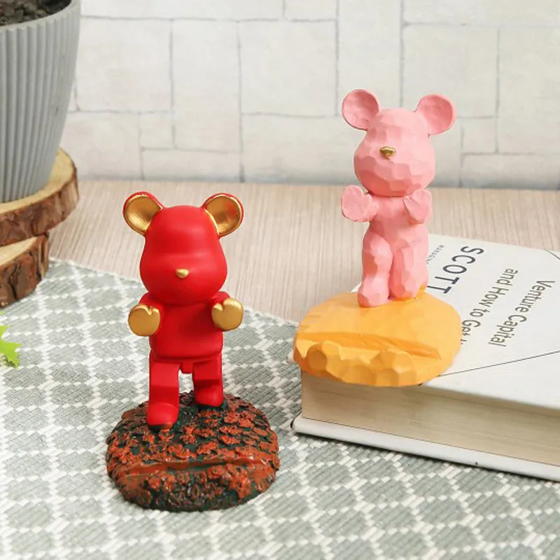 Teddy Duo Resin Showpiece (Red & Pink) - Set Of Two media 1
