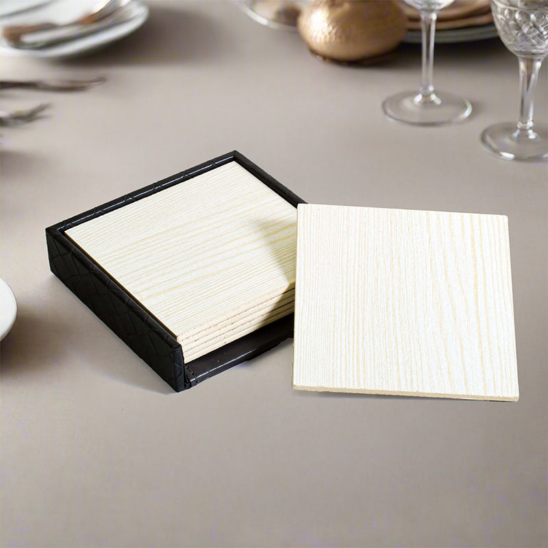 Trivox Faux Leather Coaster (Grey) - Seven Piece Set