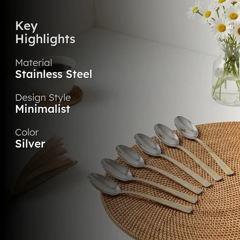 Tosca Stainless Steel Tea Spoon Set - Set of Six media 2
