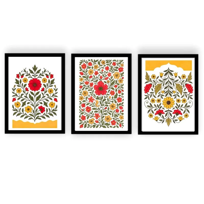 Indigo Garden Paper Wall Painting With Frame - Black media 5