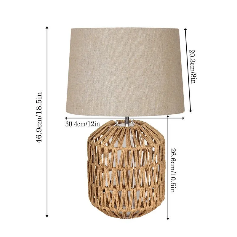 NeoAura Modern Raffia Table Lamp - Beige media 8