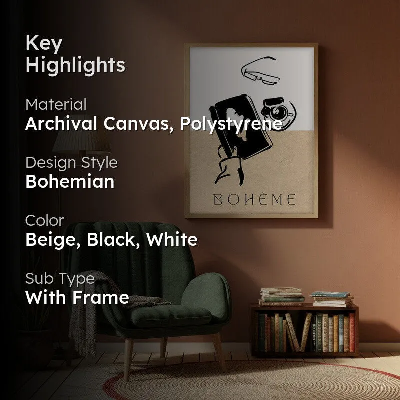 Boheme Ritual Canvas Wall Painting With Brown Frame media 2