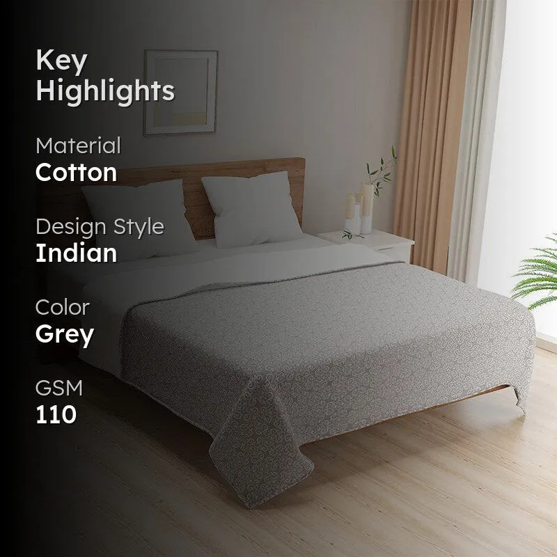 Swayam Sienna Floral Cotton Dohar (Grey) - 110 GSM media 2
