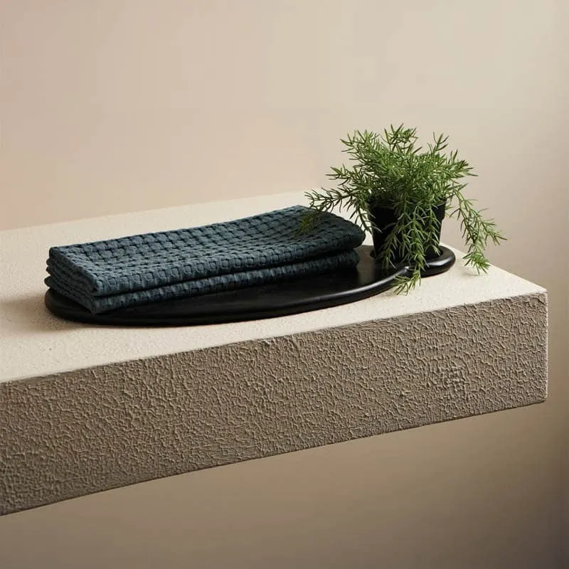 Beehive Bamboo Texture Waffle Hand Towel (Ash) - Set Of Two media 1