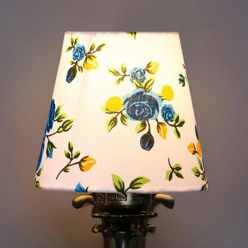 Vista Edrel Blue Fleur Conical Fabric & Metal Wall Lamp media 4