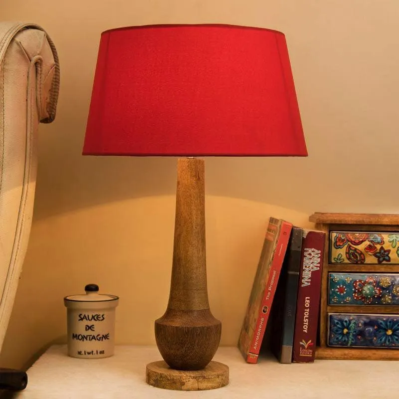 Classic Cubist Fabric Table Lamp With Drum Shade - Brown,Red media 1