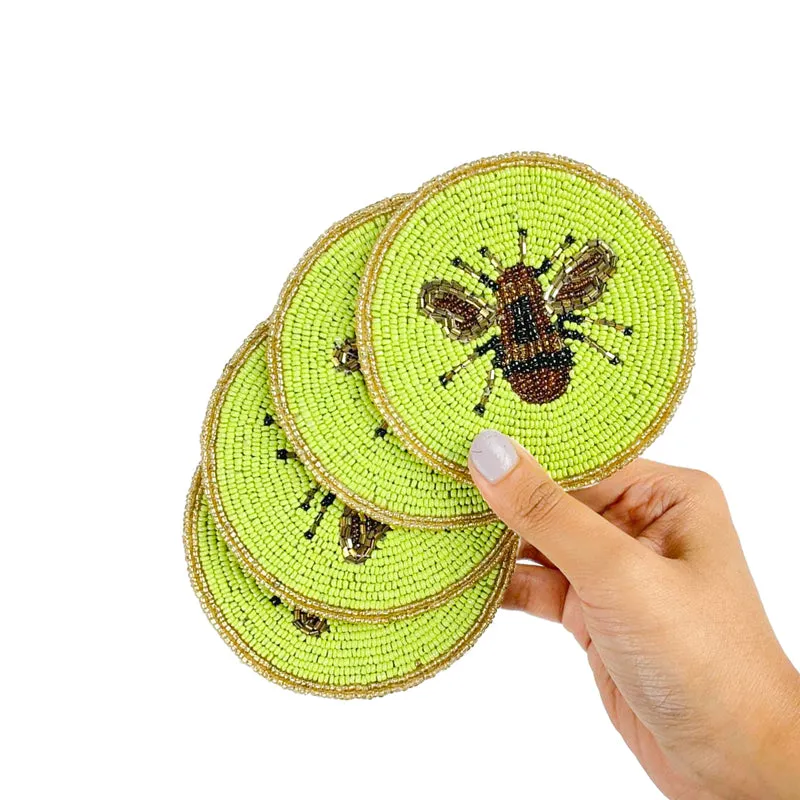 Moiraa Beaded Coaster (Green) - Set Of Four media 5
