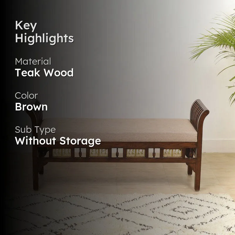 Myla III Teak Wood Ottoman media 2