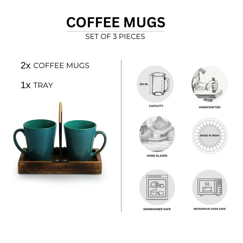 Azraq Handglazed Ceramic Coffee Mug With Tray (320 ML) - Three Piece Set media 6