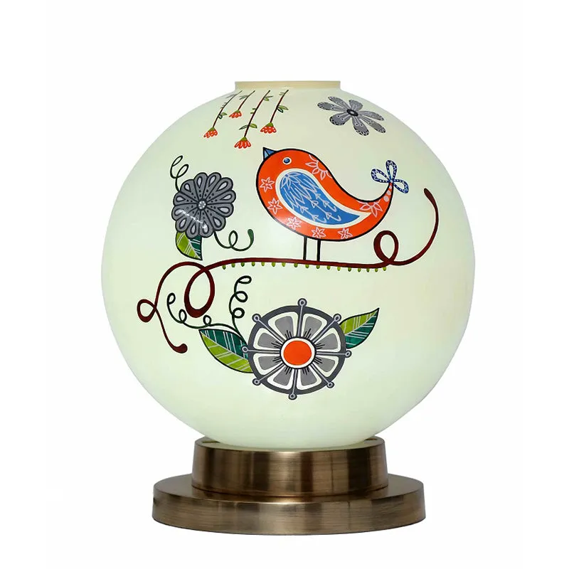 Nomadic Aura Hand Painted Brass & Glass Moon Table Lamp - Multicolor media 4