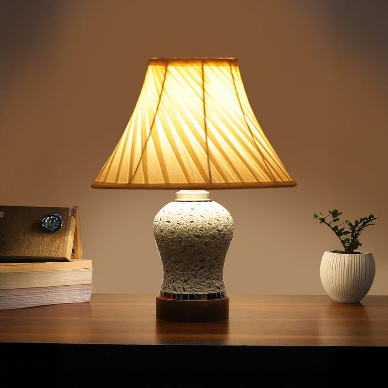 Nivora I Pleated Wooden Table Lamp - Multicolor