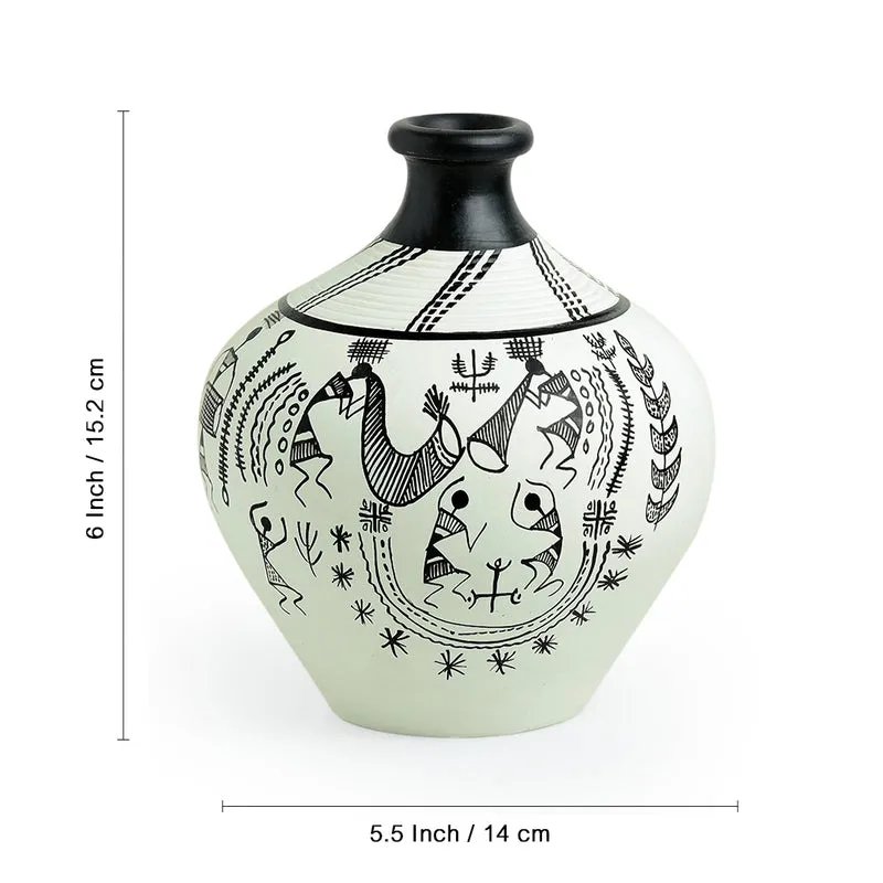 Madhuvan Handpainted Vase - White media 5