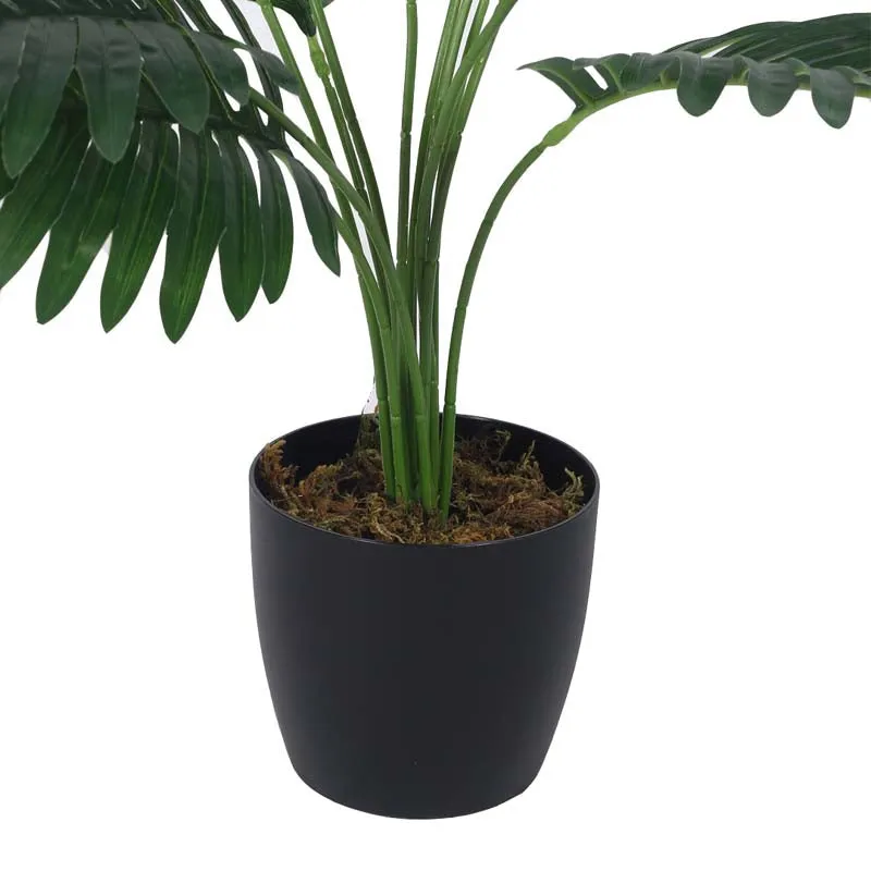Faux Lush Areca Plam Plant With Black Plastic Pot - 1.8 Feet media 5