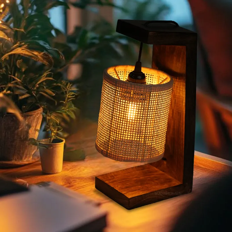 KyotoLit Rattan Table Lamp - Beige,Brown media 1