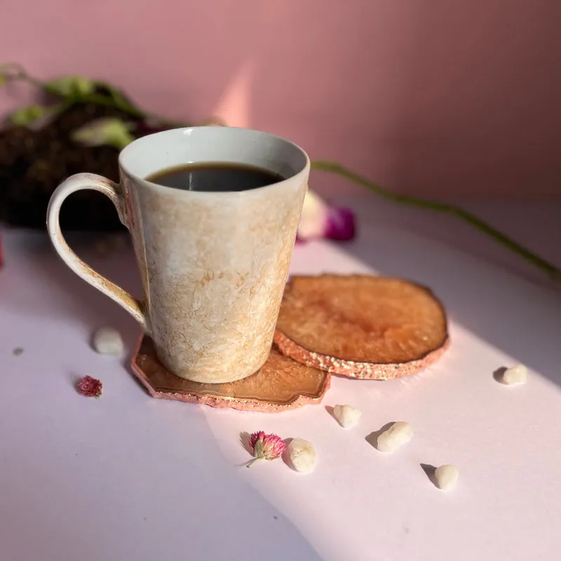 Suzzaine Handcrafted Crystal Agate Coaster (Brown) - Set Of Two media 3