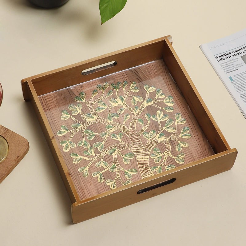 Sona Patta Square Wooden Serving Tray