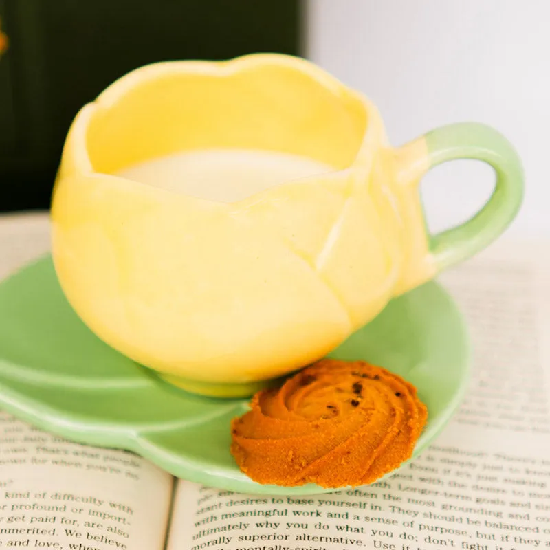 Tulip Glaze Yellow & Green Mug & Saucer (300 Ml) - Two Piece Set media 4