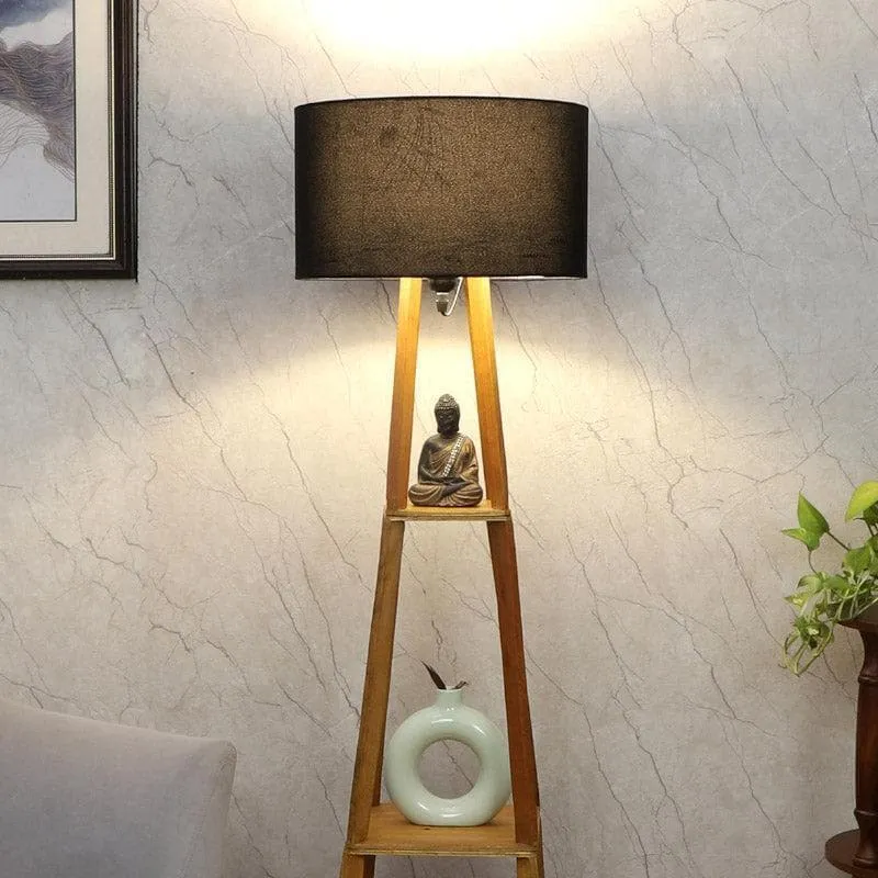 Blace Netima Floor Lamp With Shelf - Black media 1