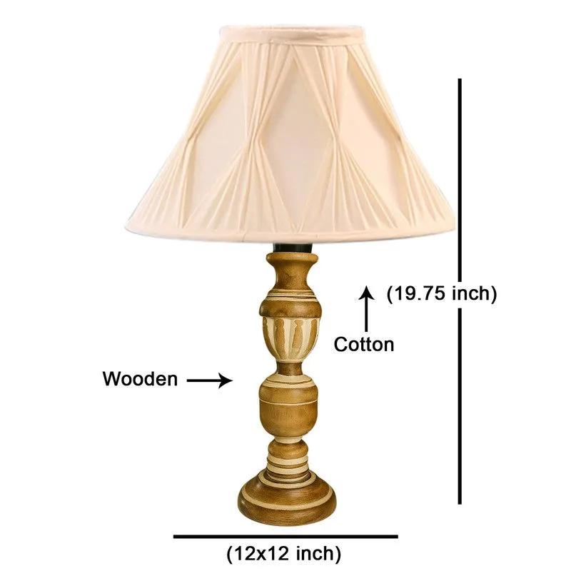 Zenrae Smocked Wooden Table Lamp - Ivory media 8