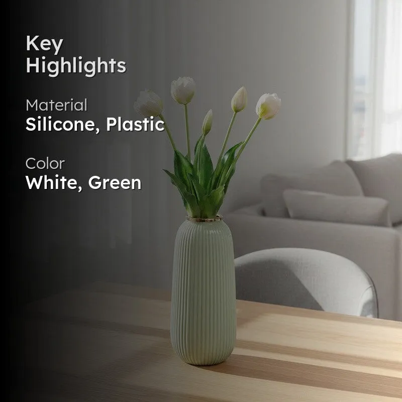 Tulip Artificial Flower Bunch - White media 2