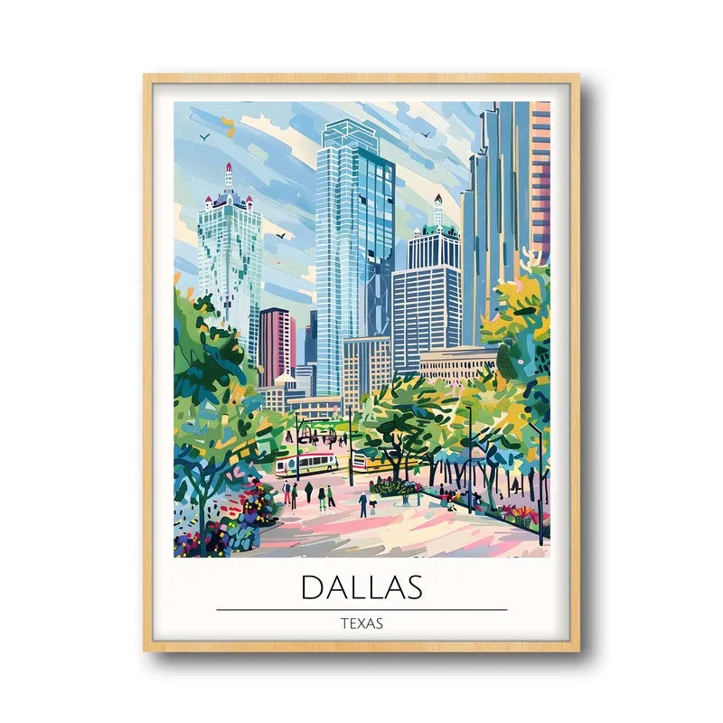 Vintage Dallas Framed Canvas Archival Canvas Wall Painting - Natural Brown Frame media 5