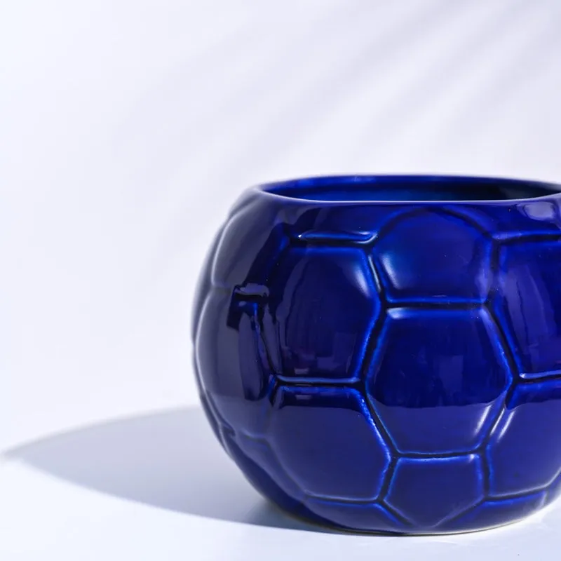 Ugaoo Football Blue Ceramic Pot media 4
