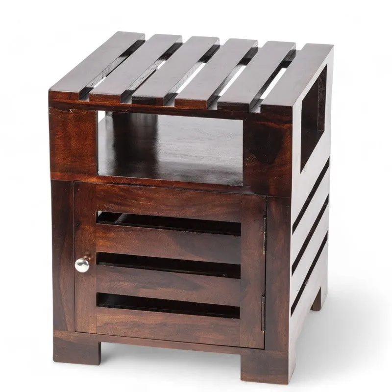 Wverix Sheesham Wooden Side & Bedside Table - Taupe media 4